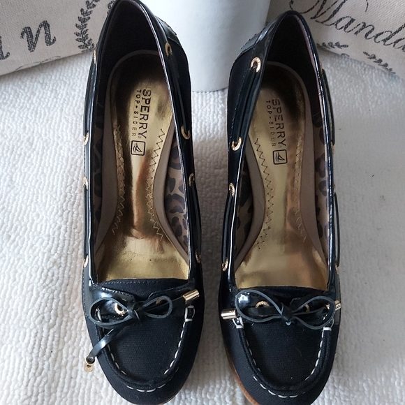 Sperry Topsider wedge heels pumps black - Picture 4 of 14